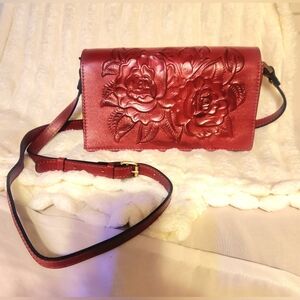 Patricia Nash Ruby Burnished Tooled Collection Leather Crossbody, BNWT